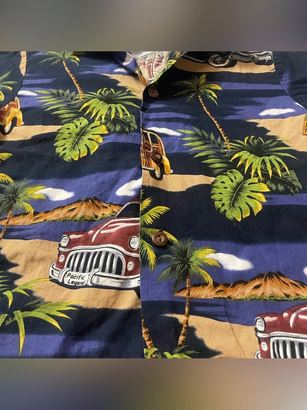 Pacific Legend Retro Palm Trees and Woody Wagons Button Down Shirt size 3T - Picture 2 of 11